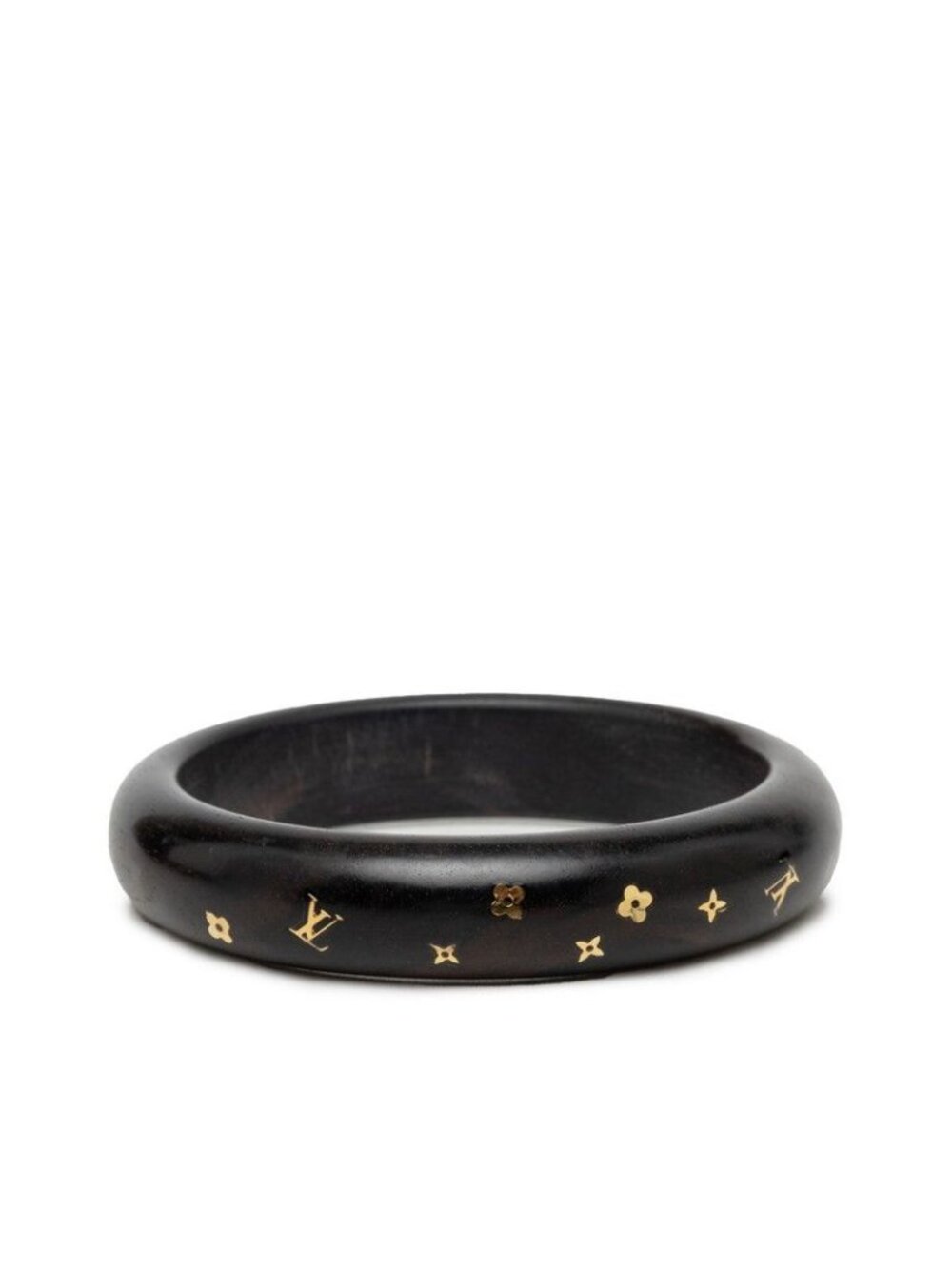 Louis Vuitton Monogram Bracelet Sylvania TPM Bangle M Dark Brown Gold Wood